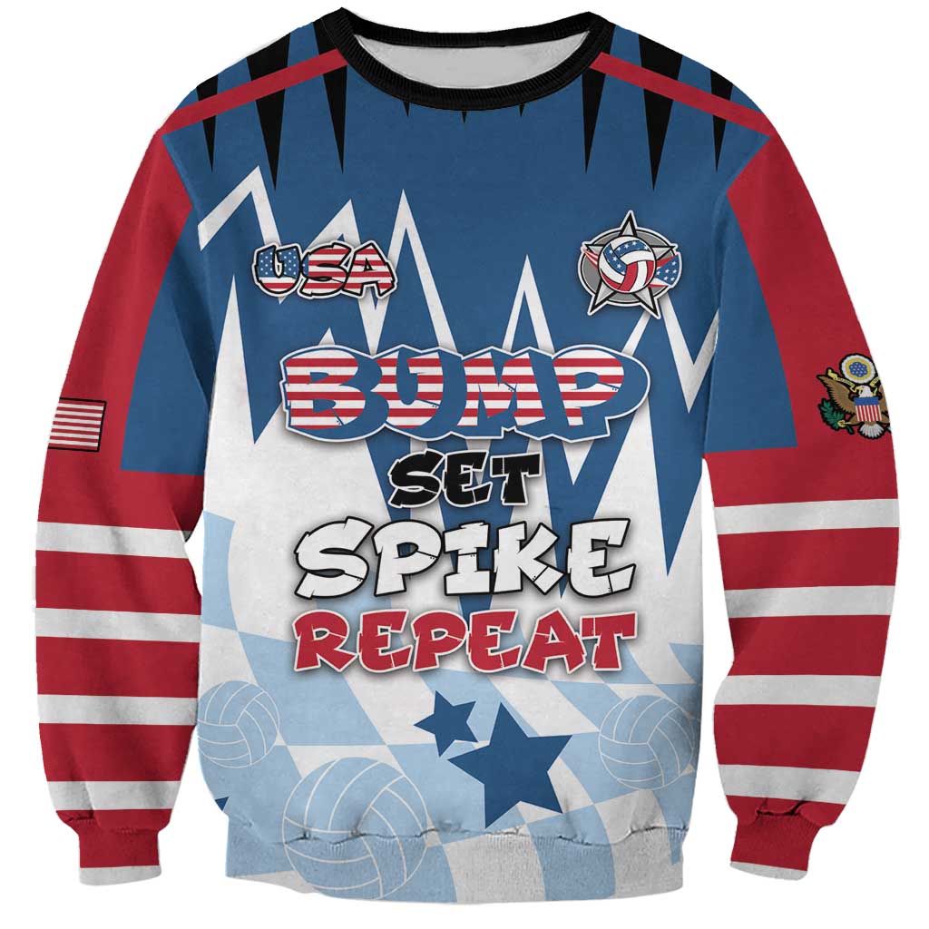 Custom USA Volleyball Sweatshirt Bump Set Spike Repeat
