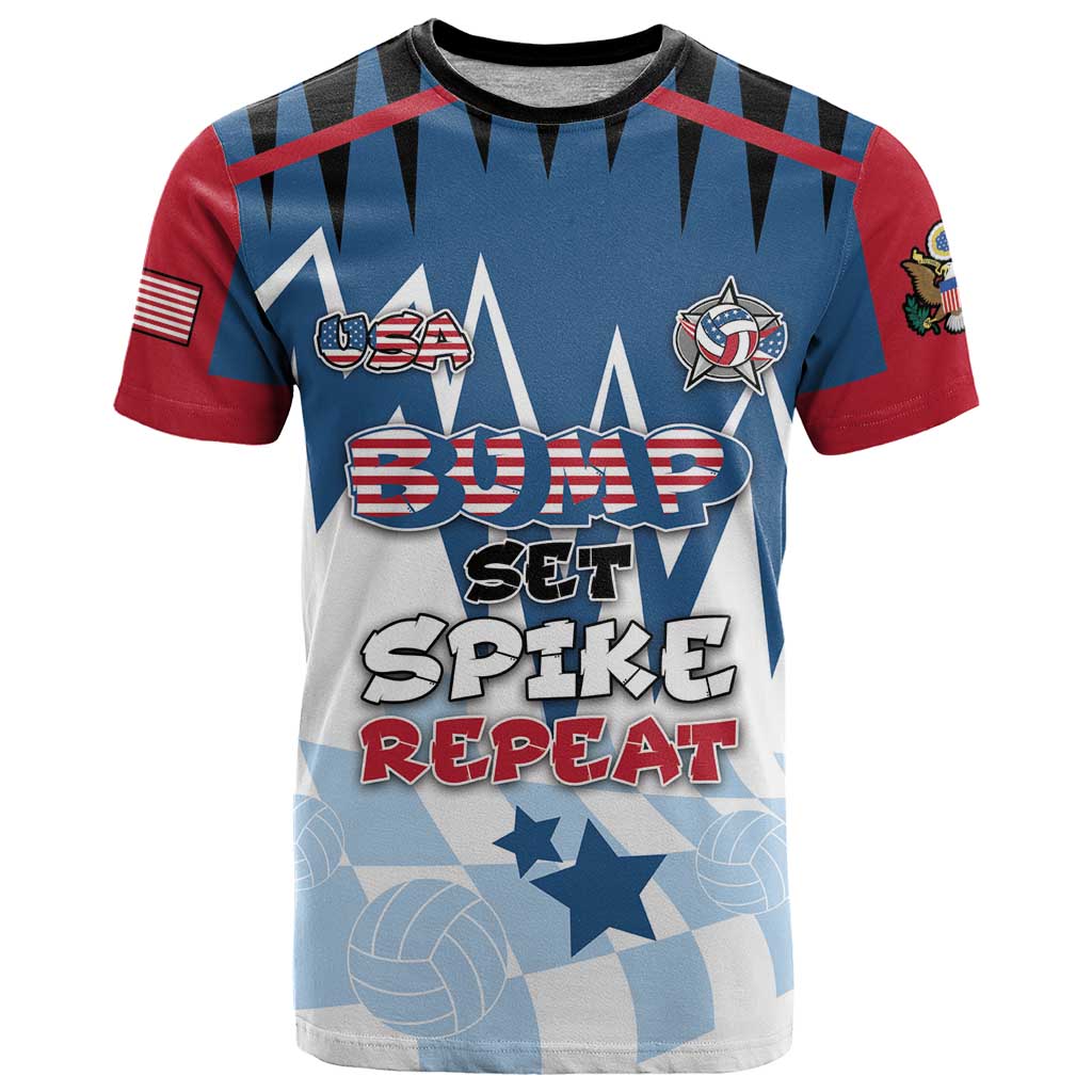 Custom USA Volleyball T Shirt Bump Set Spike Repeat