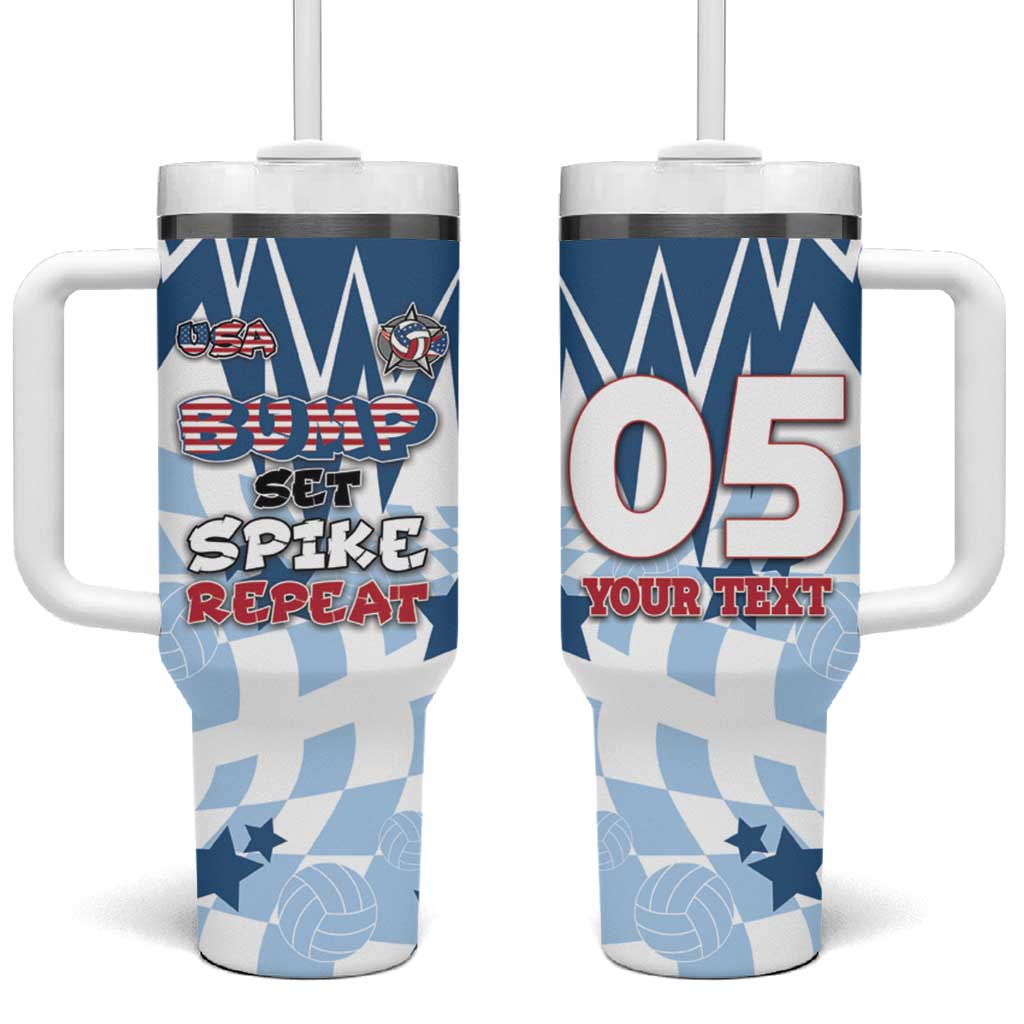 Custom USA Volleyball Tumbler With Handle Bump Set Spike Repeat