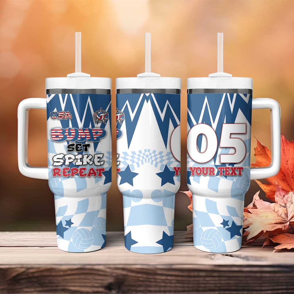 Custom USA Volleyball Tumbler With Handle Bump Set Spike Repeat