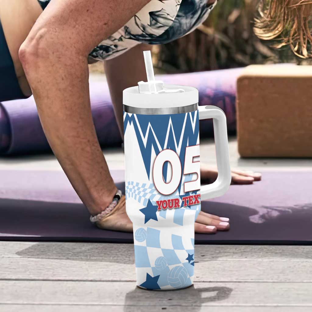 Custom USA Volleyball Tumbler With Handle Bump Set Spike Repeat