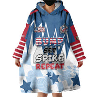 Custom USA Volleyball Wearable Blanket Hoodie Bump Set Spike Repeat