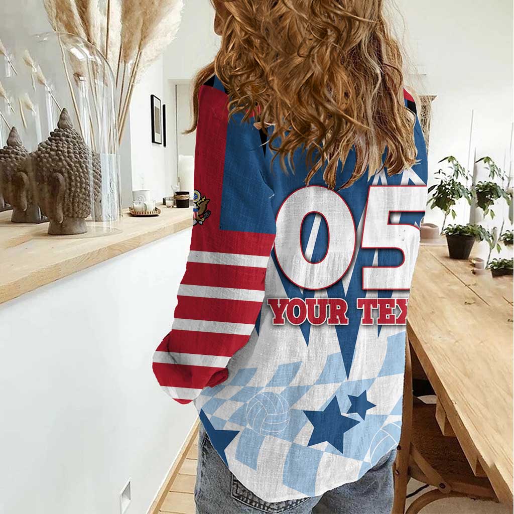Custom USA Volleyball Women Casual Shirt Bump Set Spike Repeat