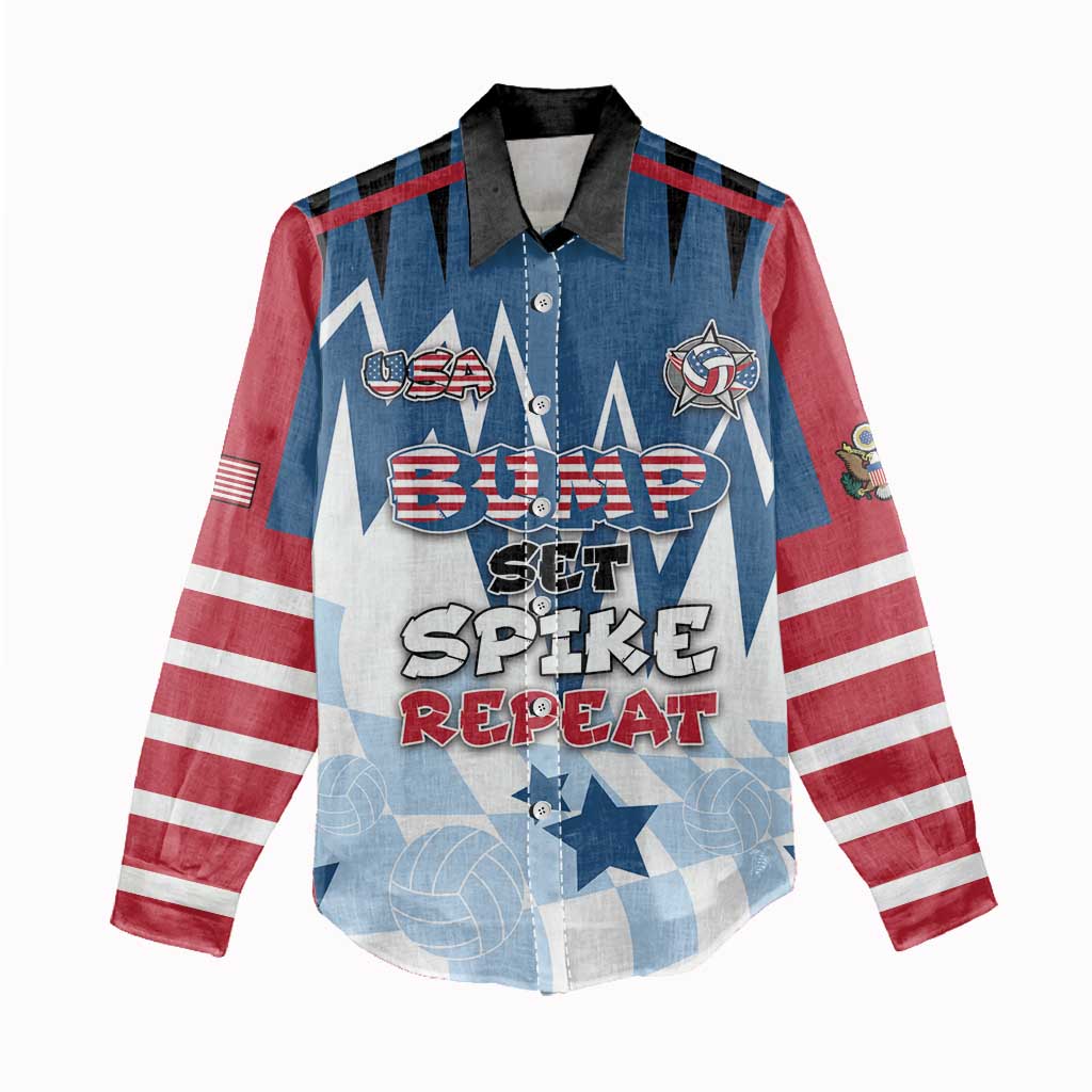 Custom USA Volleyball Women Casual Shirt Bump Set Spike Repeat