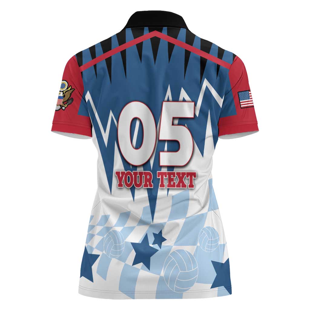 Custom USA Volleyball Women Polo Shirt Bump Set Spike Repeat