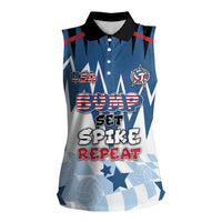 Custom USA Volleyball Women Sleeveless Polo Shirt Bump Set Spike Repeat