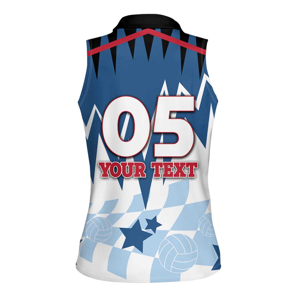 Custom USA Volleyball Women Sleeveless Polo Shirt Bump Set Spike Repeat