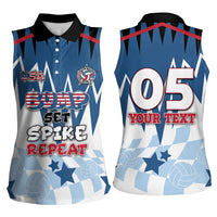 Custom USA Volleyball Women Sleeveless Polo Shirt Bump Set Spike Repeat