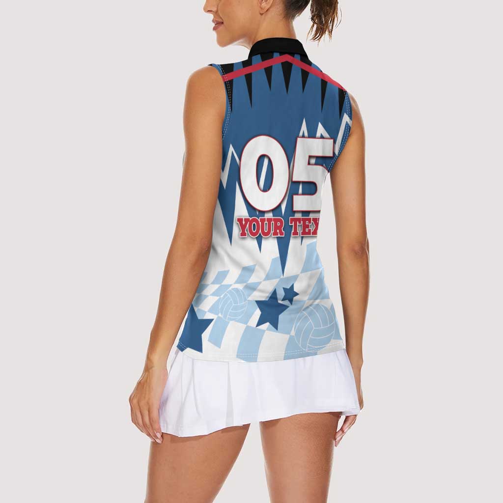 Custom USA Volleyball Women Sleeveless Polo Shirt Bump Set Spike Repeat