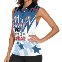Custom USA Volleyball Women Sleeveless Polo Shirt Bump Set Spike Repeat