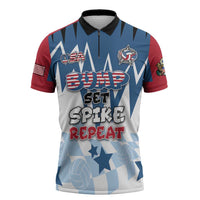 Custom USA Volleyball Zipper Polo Shirt Bump Set Spike Repeat