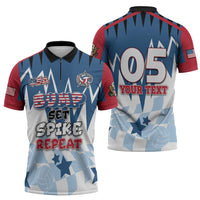 Custom USA Volleyball Zipper Polo Shirt Bump Set Spike Repeat
