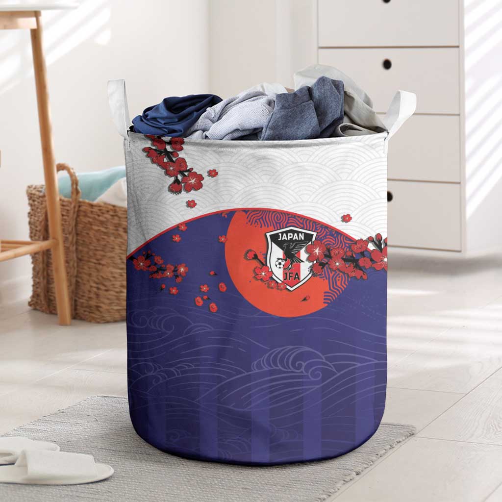 Japan Football Laundry Basket Minimalist Floral Great Wave Ukiyo-e Style