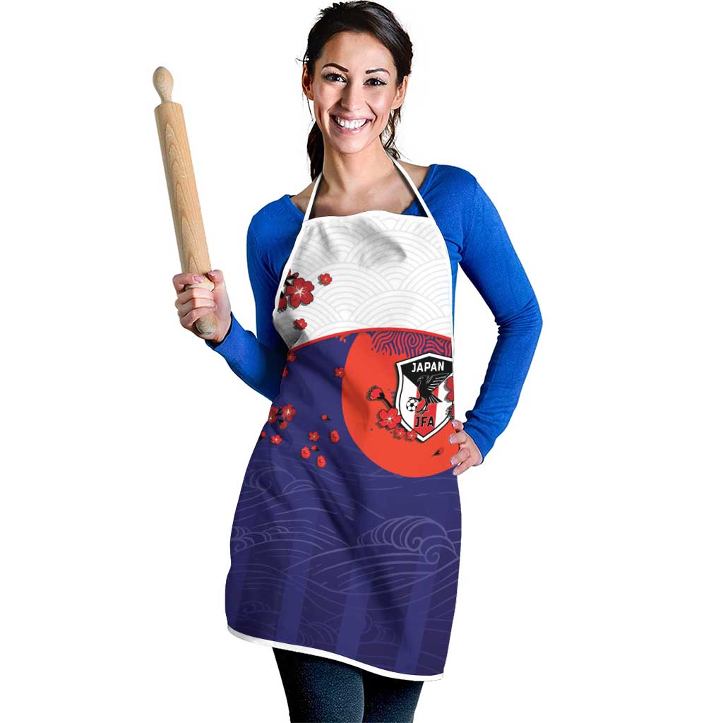 Japan Football Apron Minimalist Floral Great Wave Ukiyo-e Style