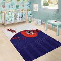 Japan Football Area Rug Minimalist Floral Great Wave Ukiyo-e Style