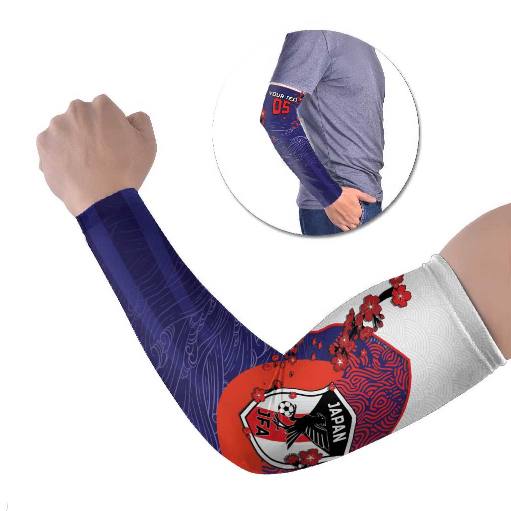 Custom Japan Football Arm Sleeves Minimalist Floral Great Wave Ukiyo-e Style