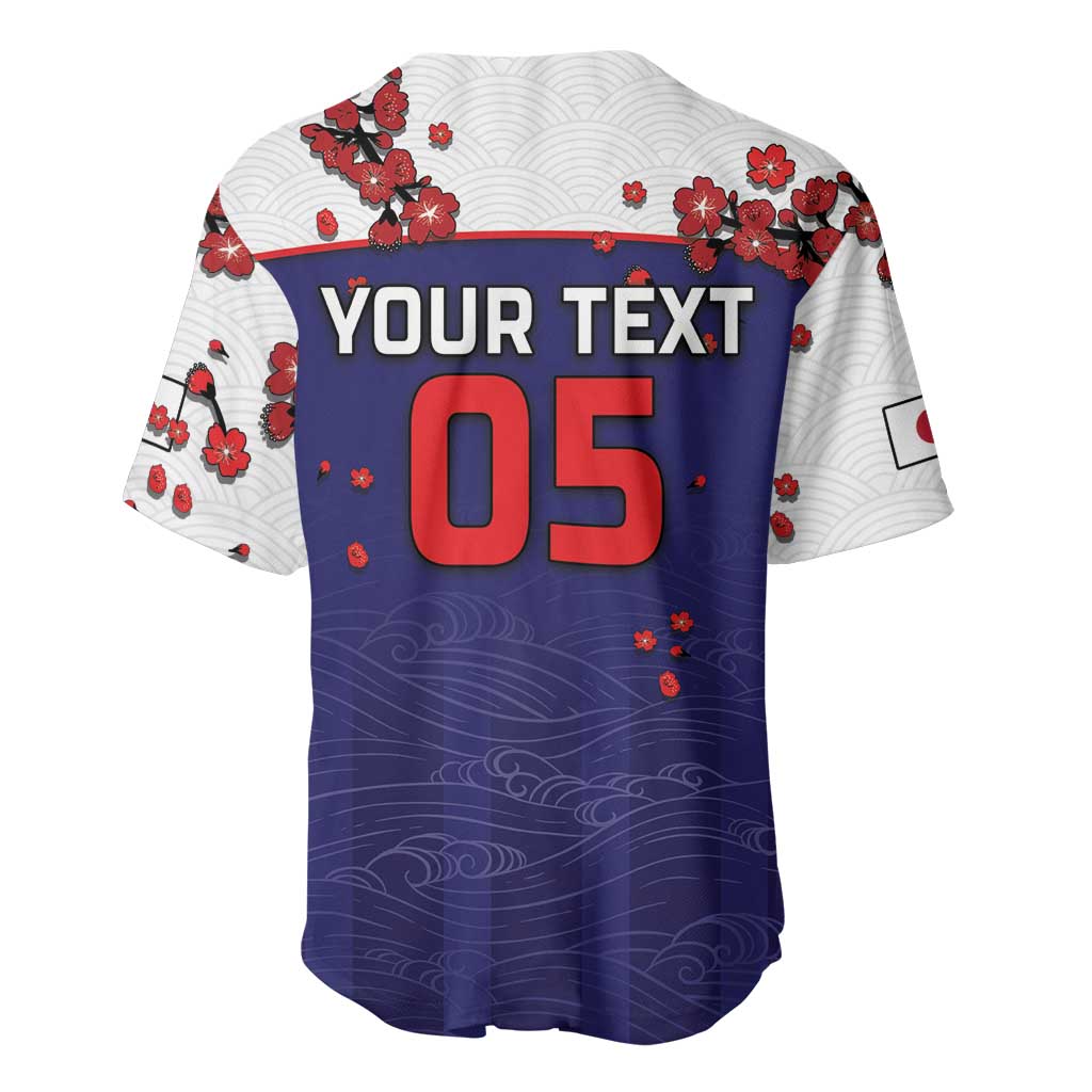 Custom Japan Football Baseball Jersey Minimalist Floral Great Wave Ukiyo-e Style