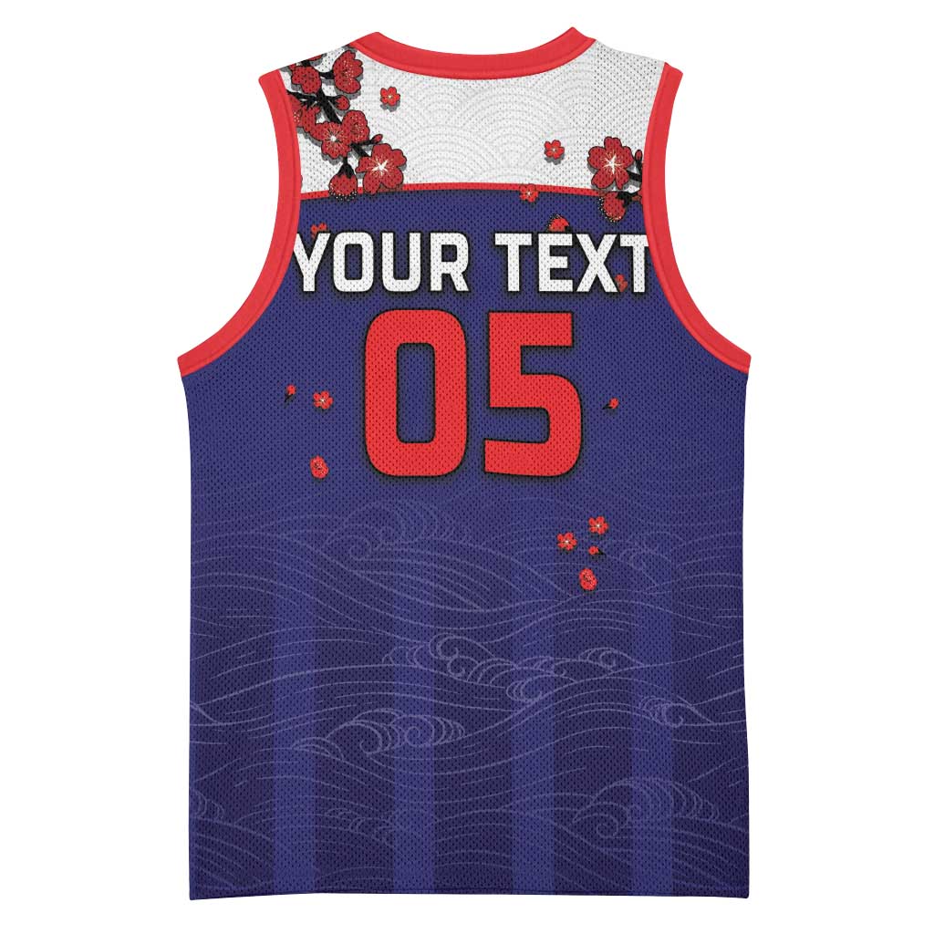 Custom Japan Football Basketball Jersey Minimalist Floral Great Wave Ukiyo-e Style