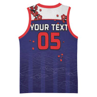 Custom Japan Football Basketball Jersey Minimalist Floral Great Wave Ukiyo-e Style
