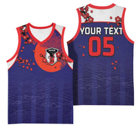 Custom Japan Football Basketball Jersey Minimalist Floral Great Wave Ukiyo-e Style