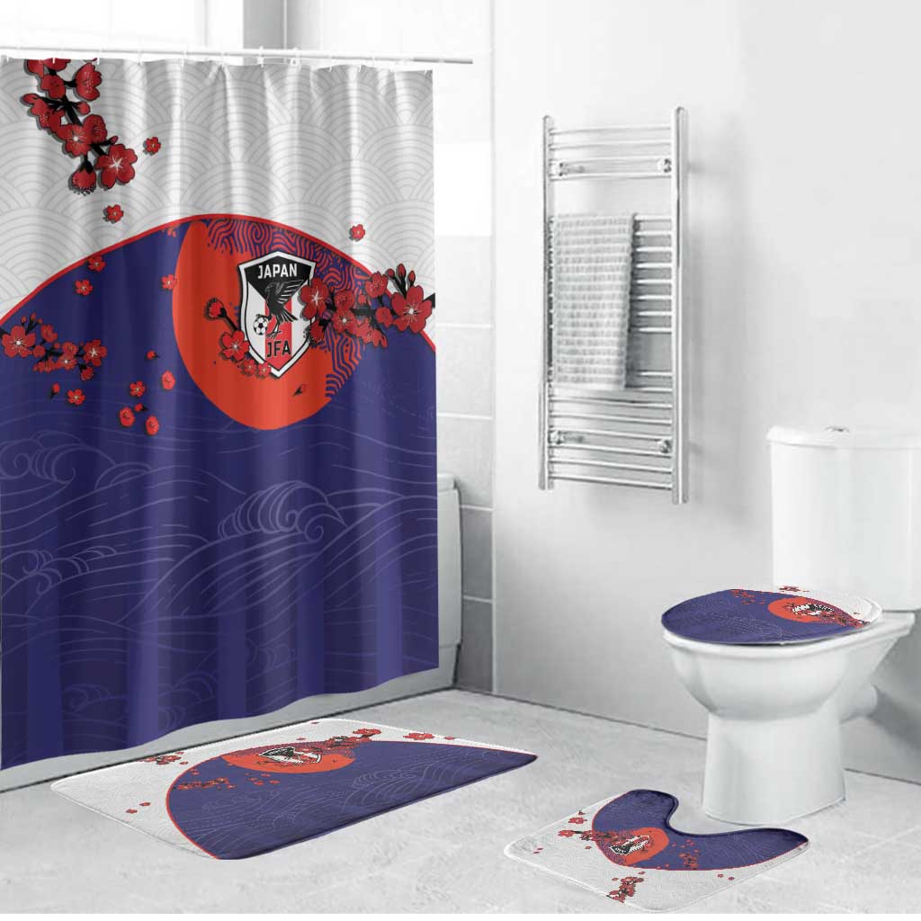 Japan Football Bathroom Set Minimalist Floral Great Wave Ukiyo-e Style