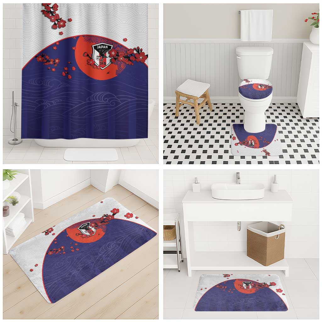 Japan Football Bathroom Set Minimalist Floral Great Wave Ukiyo-e Style