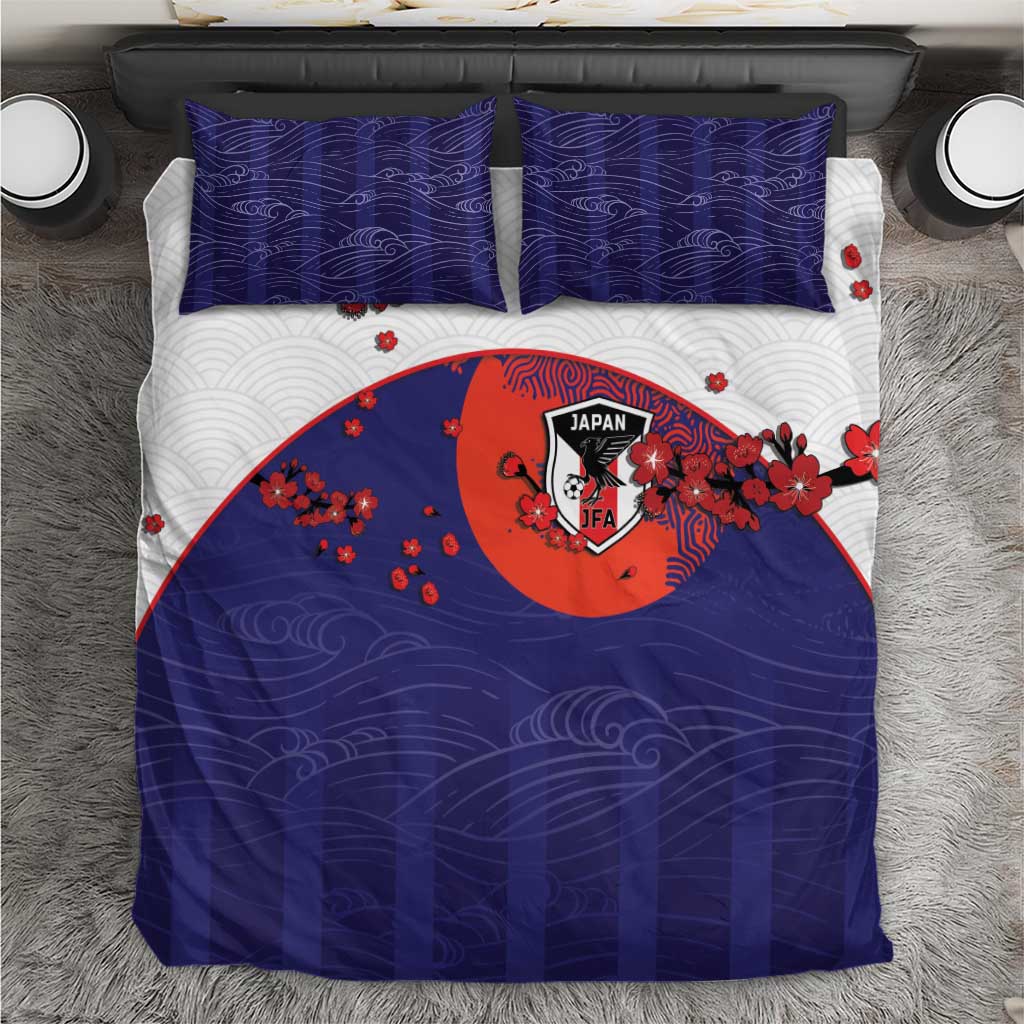 Japan Football Bedding Set Minimalist Floral Great Wave Ukiyo-e Style