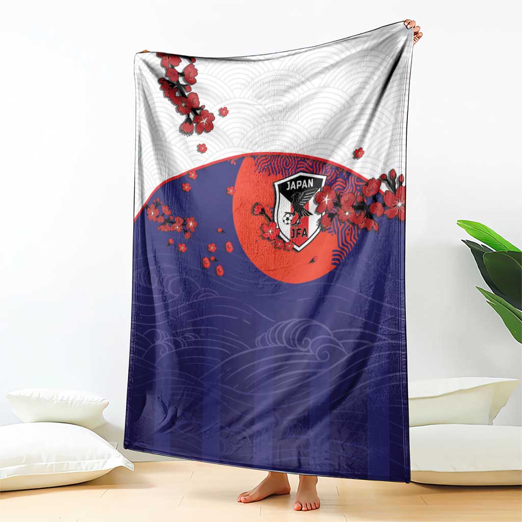 Japan Football Blanket Minimalist Floral Great Wave Ukiyo-e Style
