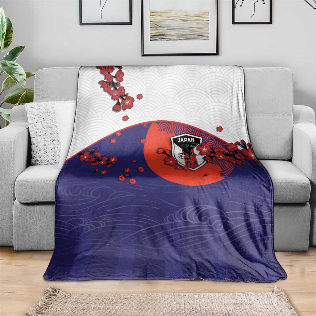 Japan Football Blanket Minimalist Floral Great Wave Ukiyo-e Style