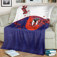 Japan Football Blanket Minimalist Floral Great Wave Ukiyo-e Style