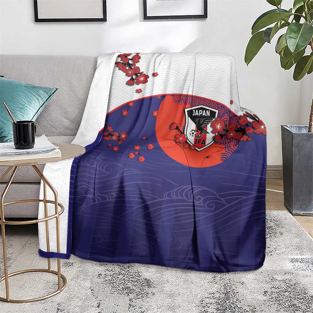 Japan Football Blanket Minimalist Floral Great Wave Ukiyo-e Style
