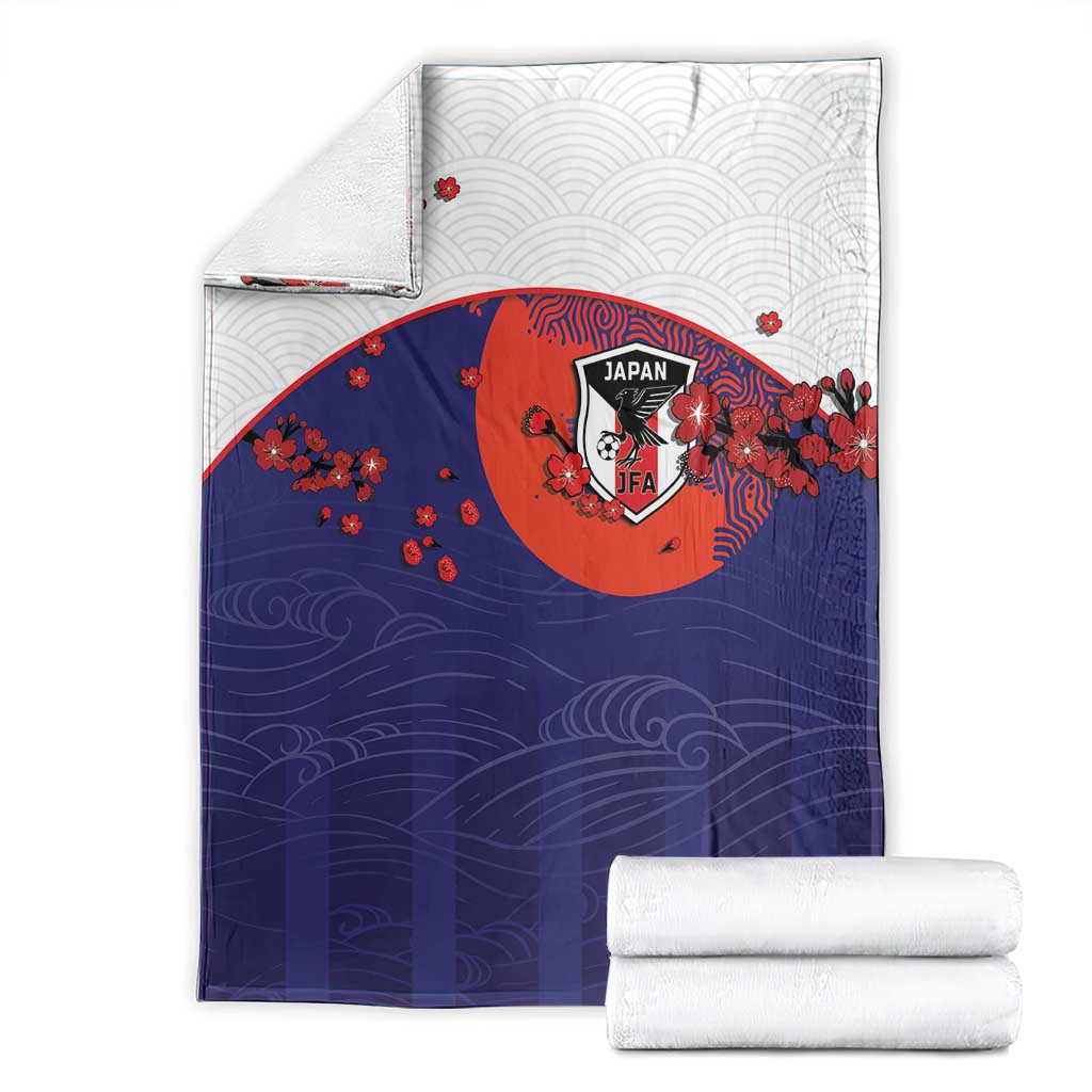 Japan Football Blanket Minimalist Floral Great Wave Ukiyo-e Style
