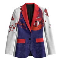 Custom Japan Football Blazer Minimalist Floral Great Wave Ukiyo-e Style