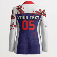 Custom Japan Football Blazer Minimalist Floral Great Wave Ukiyo-e Style