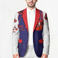 Custom Japan Football Blazer Minimalist Floral Great Wave Ukiyo-e Style