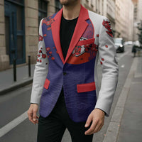 Custom Japan Football Blazer Minimalist Floral Great Wave Ukiyo-e Style