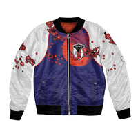 Custom Japan Football Bomber Jacket Minimalist Floral Great Wave Ukiyo-e Style
