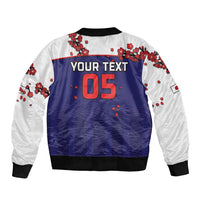 Custom Japan Football Bomber Jacket Minimalist Floral Great Wave Ukiyo-e Style