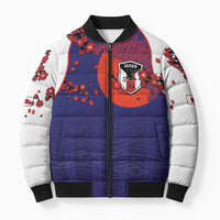 Custom Japan Football Bomber Puffer Jacket Minimalist Floral Great Wave Ukiyo-e Style