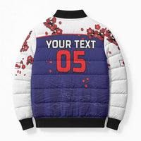 Custom Japan Football Bomber Puffer Jacket Minimalist Floral Great Wave Ukiyo-e Style