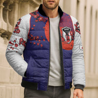 Custom Japan Football Bomber Puffer Jacket Minimalist Floral Great Wave Ukiyo-e Style