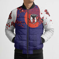 Custom Japan Football Bomber Puffer Jacket Minimalist Floral Great Wave Ukiyo-e Style