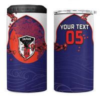 Custom Japan Football 4 in 1 Can Cooler Tumbler Minimalist Floral Great Wave Ukiyo-e Style