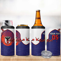 Custom Japan Football 4 in 1 Can Cooler Tumbler Minimalist Floral Great Wave Ukiyo-e Style