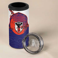 Custom Japan Football 4 in 1 Can Cooler Tumbler Minimalist Floral Great Wave Ukiyo-e Style