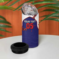 Custom Japan Football 4 in 1 Can Cooler Tumbler Minimalist Floral Great Wave Ukiyo-e Style