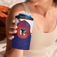 Custom Japan Football 4 in 1 Can Cooler Tumbler Minimalist Floral Great Wave Ukiyo-e Style