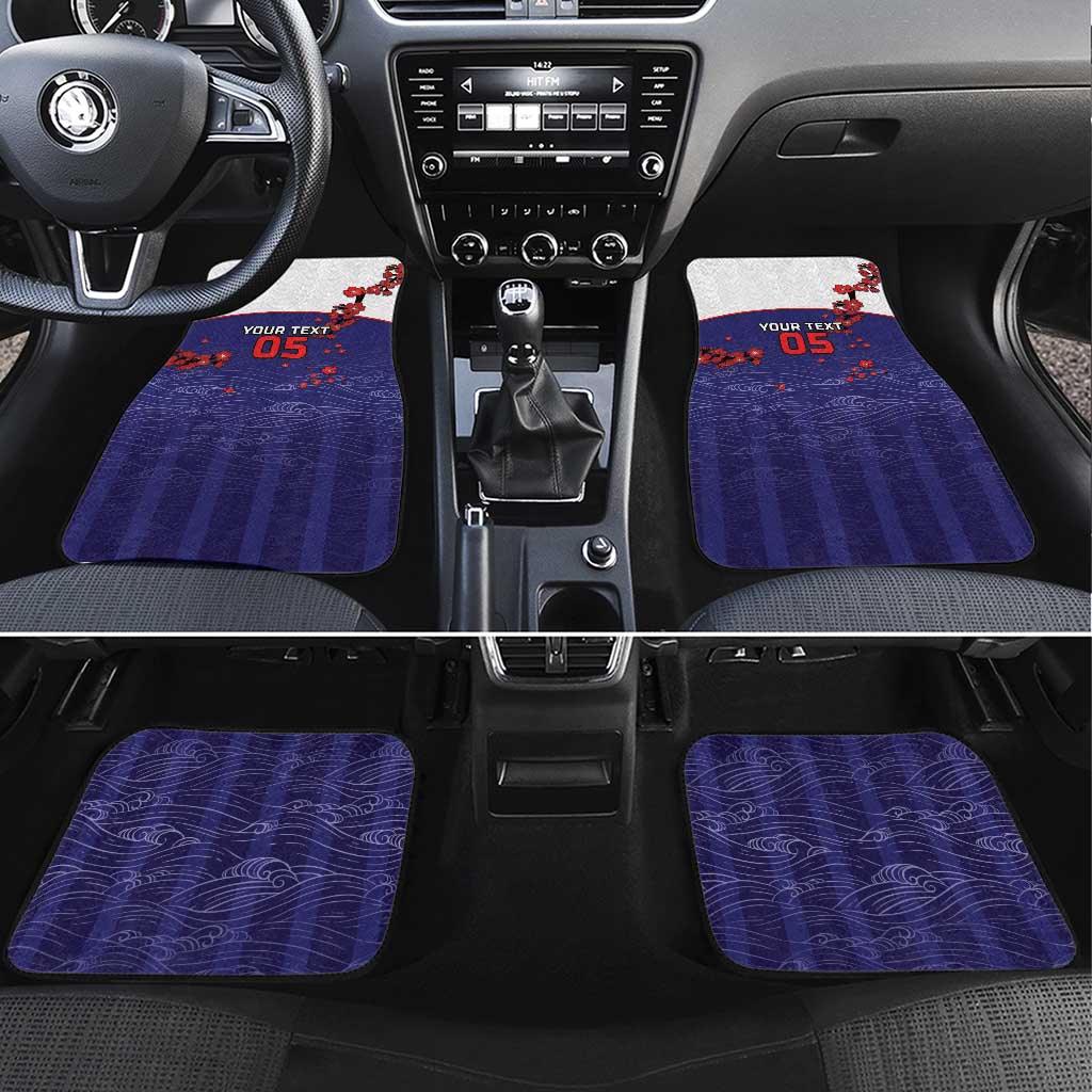 Custom Japan Football Car Mats Minimalist Floral Great Wave Ukiyo-e Style