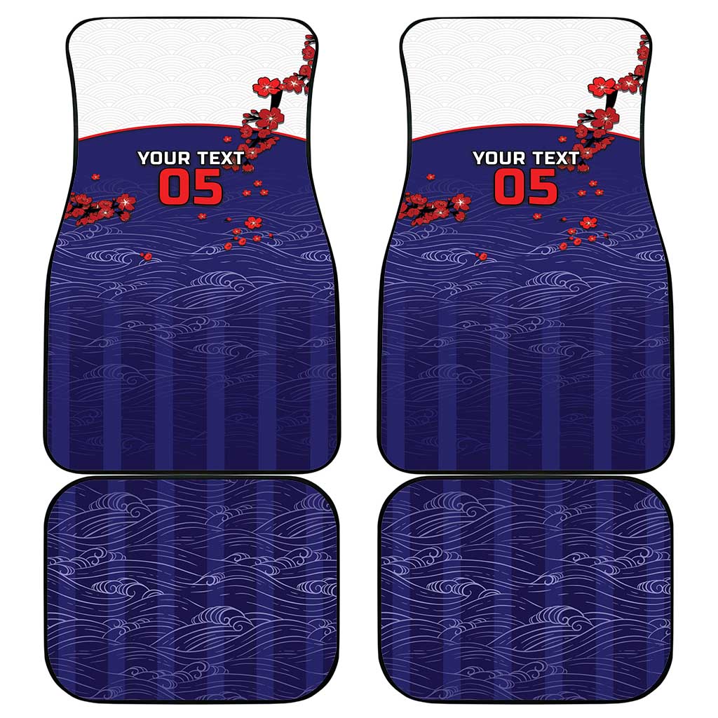 Custom Japan Football Car Mats Minimalist Floral Great Wave Ukiyo-e Style