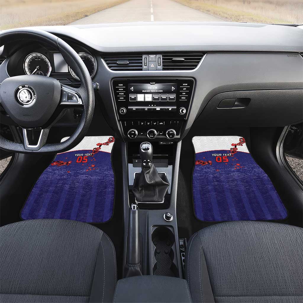 Custom Japan Football Car Mats Minimalist Floral Great Wave Ukiyo-e Style